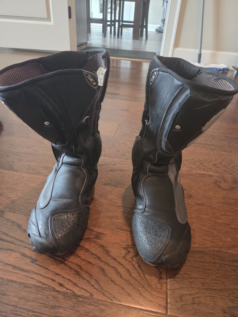 Men's Black Motorcycle Riding Boots with Reinforced Toe